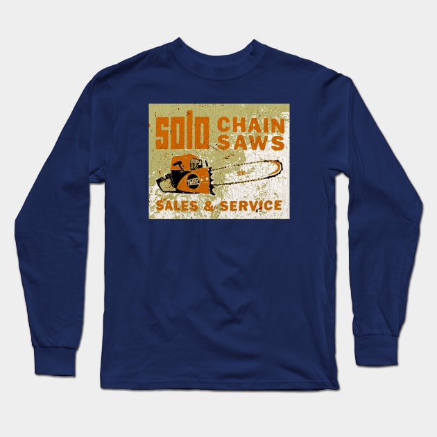 Solo Chainsaws Long Sleeve T-Shirt by Midcenturydave